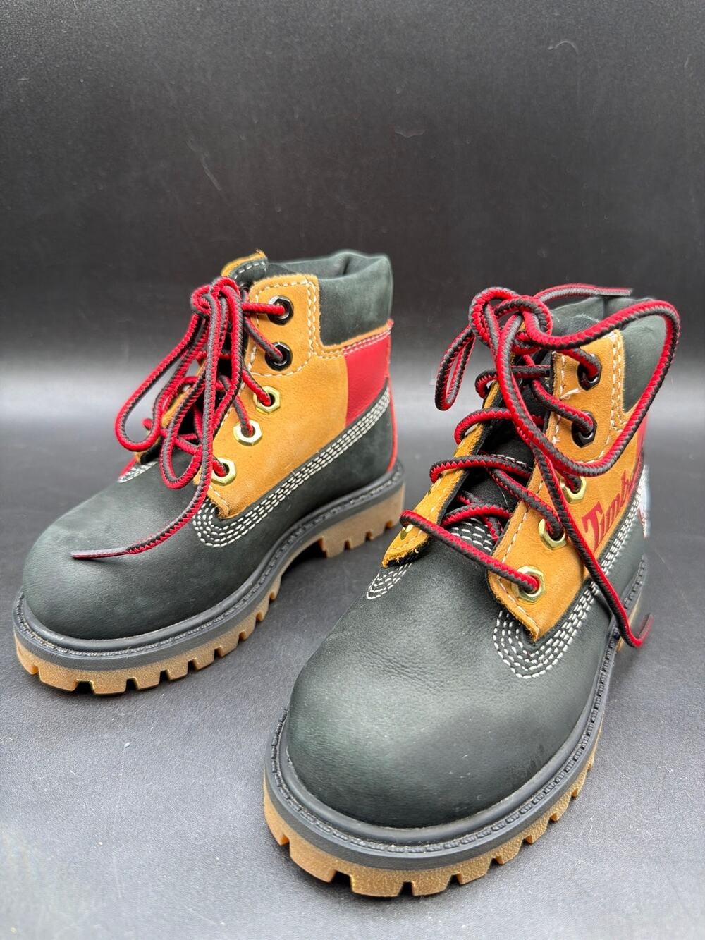 Timberland Kids 6 Inch Premium Waterproof Boots Black Wheat Red Size US 6 Youth